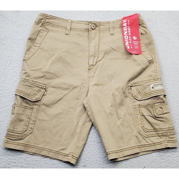 Unionbay Cargo Shorts Mens 34 Tan Athletic Fit Stretch Fabric Comfort Flex Waist - Picture 1 of 10